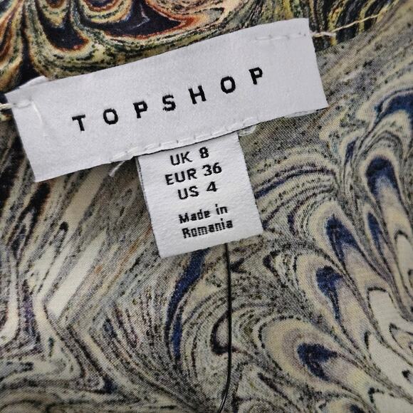 Topshop Green Print Mini Slip Dress Size Small - Picture 3 of 3